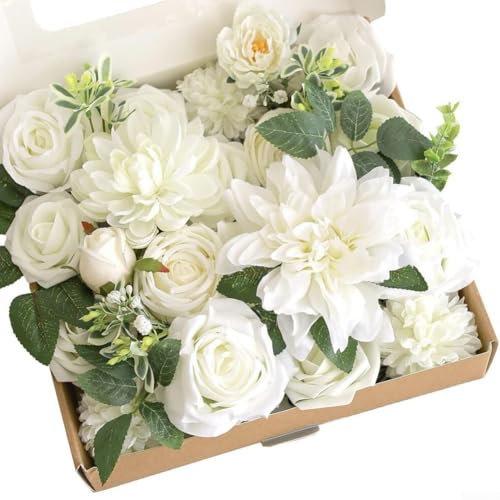Fiori finti rosa antico incantevoli per matrimoni, bellissimi bouquet e accenti per la casa (bianco)