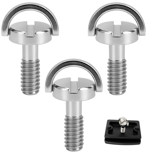 3 tornillos de 1/4 pulgadas de acero inoxidable, tornillos de cámara para trípodes, monopie y placa de liberación rápida