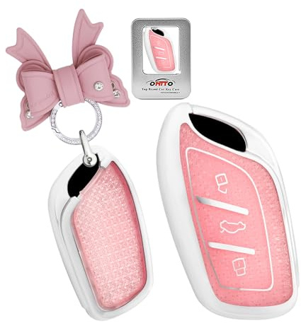 ontto Autoschlüssel Hülle Glitzer Schlüsselhülle Cover für MG MG4 MG5 MG6 MG ZS EV HS EHS ZX GT für Roewe RX3 RX8 ERX5 RX5 I6 I5 Schlüsselcover Schlüssel Schutz Gehäuse Etui 3 Tasten Rosa