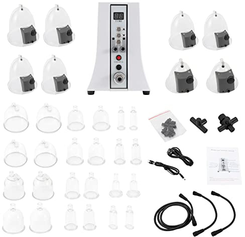 Machine d'augmentation de la poitrine avec écran d'affichage LED Appareil d'augmentation du sein Machine de levage de fesses Kit de thérapie par ventouses pour femmes, Blanc, 17 * 27 * 24cm