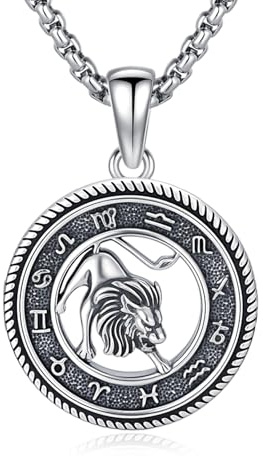 PARYFO Löwe Kette 925 Sterling Silber Sternzeichen Löwe Anhänger Halskette Leo Horoskop Halskette Lion Schmuck für Löwen Geburtstags Geschenke