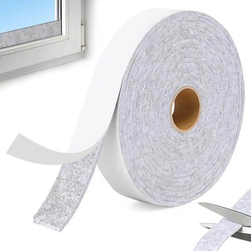 Filzband Selbstklebend 6m x 2cm x 0.4cm, vielseitiger Filzgleiter und Klebefilz als Feuchtigkeitsabsorber für Stühle, Bodenschutz und als Kondenswasser Absorber für Fenster