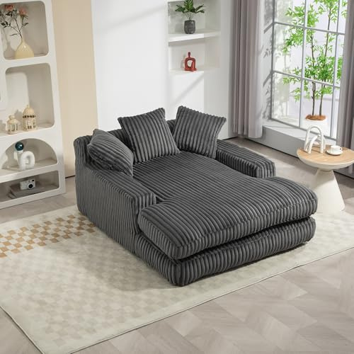 FammyLoft Sofa mit Schlaffunktion, Schlafcouch mit 3 Weichen Kissen, Cloud Couch mit Ergonomisches Design, Boneless Couch, Ecksofa, für Wohnzimmer Wohnung Büro, Ohne Montage, Dunkelgrau