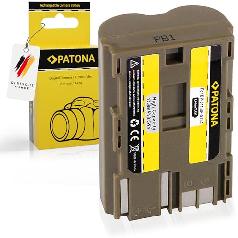 PATONA BP-511 Akku 1300 mAh Ersatzakku kompatibel mit Canon PowerShot Power Shot G1 G2 G3 G5 G6 Pro 90 90is Pro1 EOS 5D 10D 20D 20Da 30D 40D 50D 300D 300V D60 Batterie BP511 BP 511