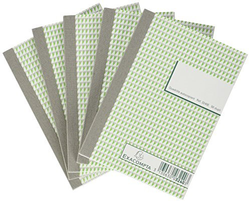 Exacompta - Réf. 3240SE - Lot de 5 manifolds quadrillés 5x5 - sous film - 50 feuillets numérotés et autocopiants - duplicatas (1 original + 1 copie) - format 148 x 105 mm - certifié FSC