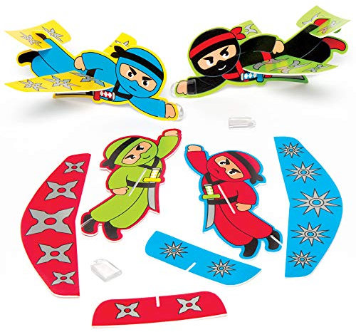 Baker Ross Planeurs ninja, pour les jouets des enfants, les remplisseuses de sacs de fête, les jeux et les prix (paquet de 8) AC867