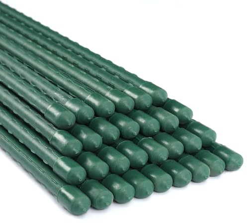 Tingyuan 25 Pack Garden Stakes 8mm x 60cm Plant Stakes Sturdy Plant Support | Keep compact growing spaces organized with right-sized plant support for peppers,flowers and potted plants