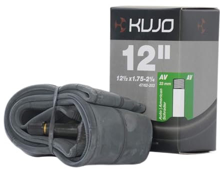 Kujo Fahrradschlauch, Autoventil, viele Verschiedene Größen, 35 oder 48 mm Ventil, Single oder Zwei Pack, Unisex, 553020-P, 12-1/2 x 2.125-35 mm Valve, 12-1/2 x 2.125-35 mm Valve