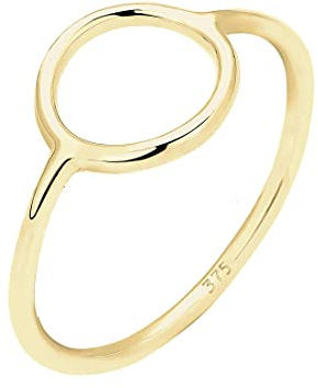 Elli PREMIUM Ring Damen Kreis Cut-Out Motiv Basic aus 375 Gelbgold