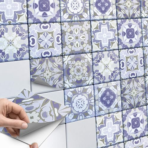 CREATISTO Mosaik-Fliesen Fliesensticker Fliesenfolie - Klebefolie Aufkleber für Wand-Fliesen I Klebefliesen Deko Folien für Fliesen Ornament in Bad u. Küche (10x10 cm I 27 -Teilig)