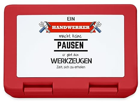 Spreadshirt Ein Handwerker Macht Keine Pausen. Er Gibt Den Werkzeugen Zeit, Sich Zu Erholen Spruch Brotdose Lunchbox, One size, Rot