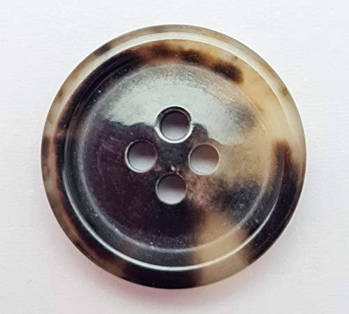 LÜNA 5112 Echt Horn schwarz beige meliert, 20mm, 20 Stück