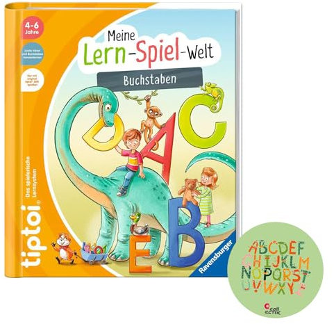 tiptoi Ravensburger Buch | Erste Buchstaben - Mein Lern-Spiel-Abenteuer + ABC Alphabet Sticker