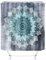 M&W DAS DESIGN Duschvorhang Mandala Kreise grau Pflanzen Badezimmer Textil Blumen Vorhang Schimmelresistent Orientalisch Flora Blätter Boho inkl. 12 C-Ringe Gewicht unten