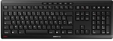 CHERRY STREAM KEYBOARD WIRELESS, Kabellose Tastatur, Französisches Layout (AZERTY), 2,4 GHz Funk, Leise Tasten, Flaches Design, Batteriebetrieben, Schwarz