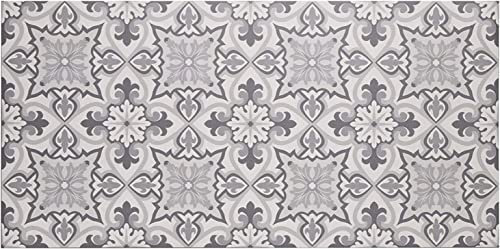 Baroni Home Alfombra de Cocina de Vinilo Antideslizante, Lavable, Gris Mayólica, 120x60 Cm