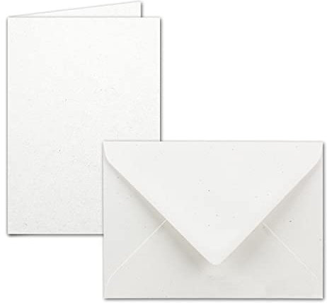 ARTOZ 50x Set aus Doppelkarten DIN B6 und Umschlägen - Nassklebung - Farbe: birch (weiß/cremeweiss) - Serie Greenline