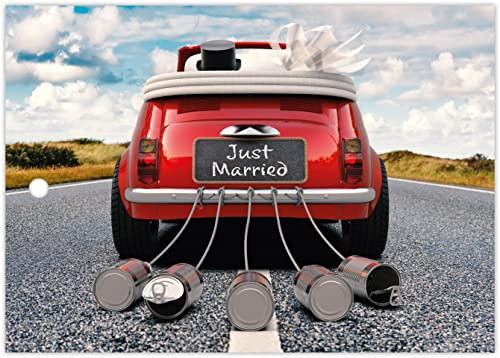 Clever Pool wasserfeste Ballonkarten Hochzeit 50 Glückwunschkarten – extra leicht für langen Flug – biologisch abbaubar – gelocht (50 x Motiv Just Married)