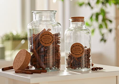 Dekoleidenschaft 2x Vorratsglas mit Korkdeckel, Inhalt 1 Liter + 2 Liter, klares Glas, Vorratsgefäß