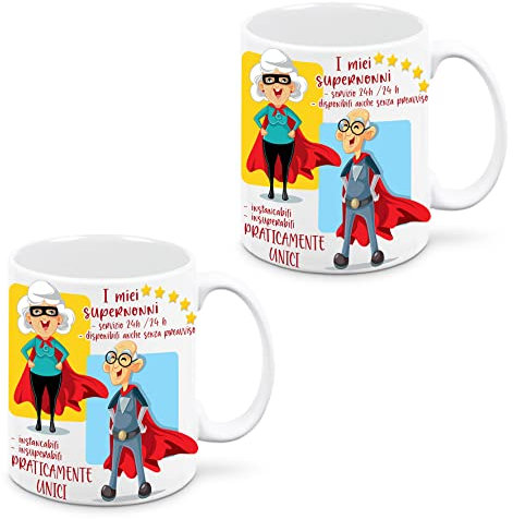 Taza de regalo - Día de los abuelos 2022, solo o par de tazas (Super Abuelos)