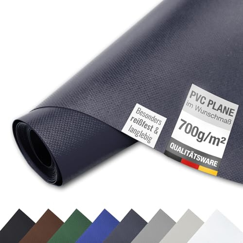 ANKO PLANEN bâche de Protection en PVC 700 g/m², Lourde, imperméable, résistante aux UV et indéchirable – bâche de Camion Mate pour Jardin, Industrie, Piscine et remorque (Anthracite, 3 m x 6 m)