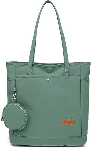 JANSBEN Tasche Damen Schultertasche große mit Münzbörsen Handtasche Shopper Umhängetasche mit Reißverschluss Stoff Shopping Bag für Alltag und Schule Einkaufens Grün