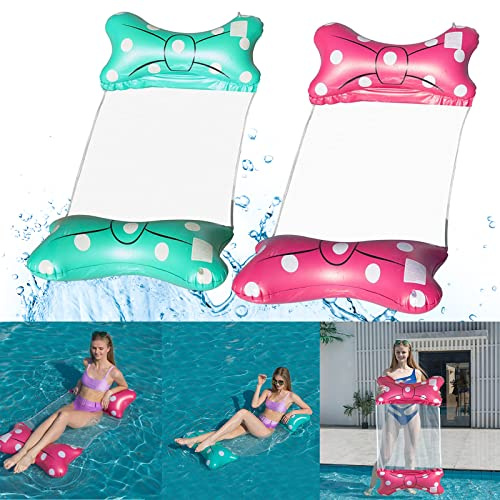 Hamac Flottant, 2pcs 4-en-1 Hamac Gonflable Piscine Hamac d'eau Gonflable, Hamac pour Piscine, Hamac d'eau Gonflable, Piscine Lit Flottant Chaise Longue Gonflable Hamac pour fête, Piscine