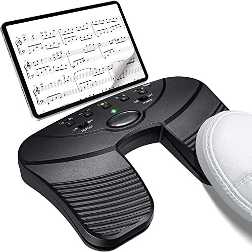 CANIAN Pedale girapagina Bluetooth, Controller di Lettura di spartiti a Pedale Ricaricabile Wireless con 5 modalità di Controllo, Compatibile con Smartphone iOS Tablet Android