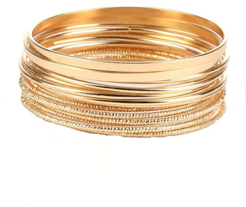 14 PCS Gold Bangle for Women - Stacking Layered Indian Bangles Boho Bracelets, Indian Jewellery Set for Bridal Wedding Party Jewelry Collection