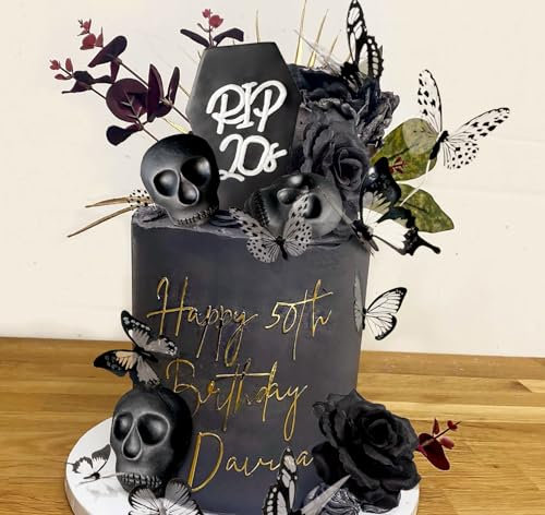JeVenis Rips Tortendeko Goth Kuchen Dekoration Kugel Palmblätter Kuchendekoration Tortendeko Blumen