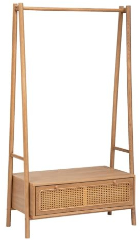 Atmosphera – Kleiderständer Tiria – Esche und Rattan, 90 x 45 x 162 cm, 1 Schublade – Aufbewahrungsmöbel für Flur und Schlafzimmer