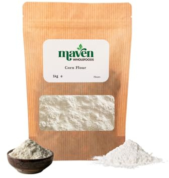 Maven Wholefoods Corn Flour 1kg | Fine Corn Starch Powder | Gluten Free Thickening Flour | Vegan & GMO Free | Ideal for Baking, Sauces, Soups & Cooking