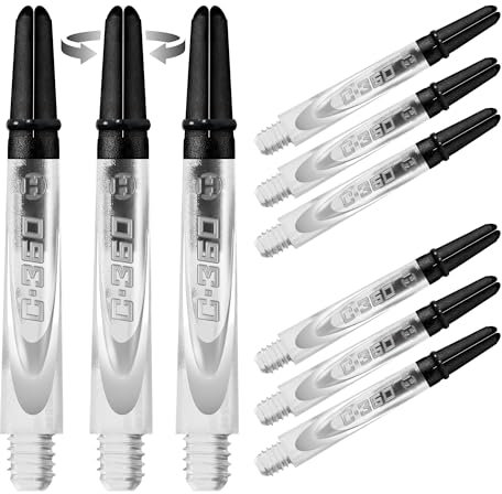 Harrows Darts 3 x Sets of Carbon 360 Dart Stems - 9 Dart Shafts in Total - Medium, Midi & Short (Klar, kurz)