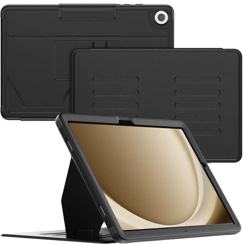 SEYMCY Case for Samsung Galaxy Tab A9 Plus / A9+ 11 inch, Full-body Shockproof Leather Smart Case with 5-angle Magnetic Stand, Auto Sleep/Wake, Card Slots for Samsung A9 Tablet, Black