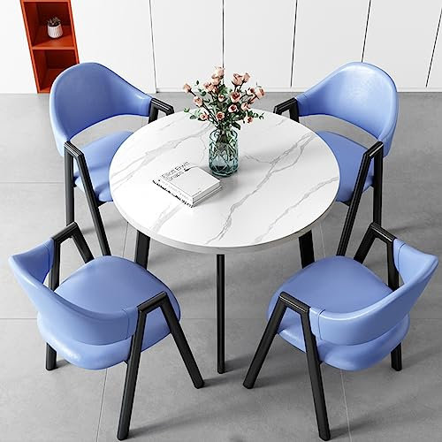 Esstisch-Set für Büro, Business, Hotellobby, Business-Couchtisch, Bürotisch und Stuhl-Set, platzsparende Möbel, Schönheitssalon, Kino, Verhandlungstisch (Farbe: Hellblau)