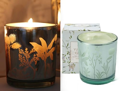 Bougie Parfumée | Bougie de Projection de Plante en Verre | 100% Cire Végétale | Idée Cadeau Famille Collègue Ami | 49 Heures Parfum Bougie pour se détendre Chambre à coucher Salle de bains Salon