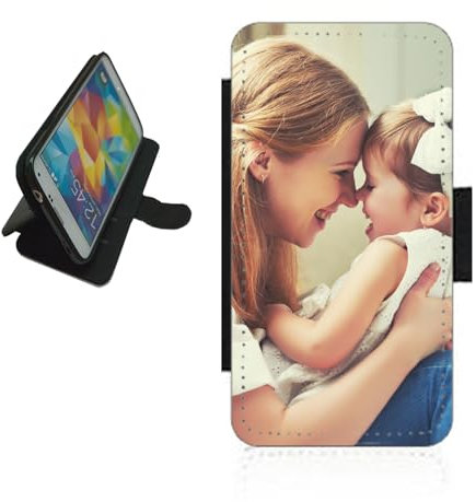 For Samsung Galaxy S24 personalised phone case wallet flip case photo on the front panel Black