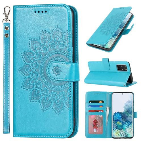 ELTEKER Handyhülle für Samsung Galaxy S20 Plus Hülle Klapphülle Lederhülle mit Kartenfach und Ständer,Schutzhülle Handytasche Hülle für Samsung Galaxy S20 Plus, Blau