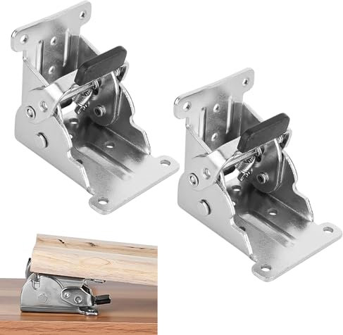 XCRPRT 2 Piezas Bisagra Plegable Autoblocante Soportes Plegables de 0 a 90 Grados Patas Plegables para Mesa Oculto Herrajes para Mesas Plegablespatas Bisagras Abatibles Herrajes para Mesas Plegables