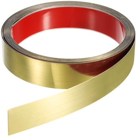 sourcing map Peel Stick Trim, Molding & Wall Trim, Self-Adhesive Vinyl Wall Base, Gold, 16.4 Ft x 1.2 Inch Stainless Steel Molding for Wall, Fireplace