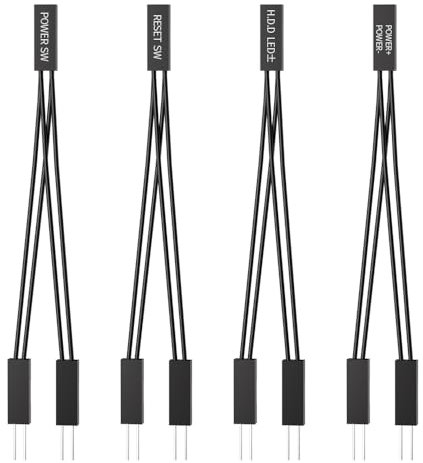 PC Power Switch Splitter, 2 Pin 2.54mm 1 Female to 2 Male Power SW Reset SW HDD LED Jumper Splitter Adapter for PC Motherboard Power ON Off Reset Hard Drive LED