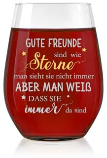 Geschenke für besten Freundinnen, Weingläser mit Gute Freunde sind wie Sterne. Lustige Geschenk für Frauen männer, Weingläser to go, Geburtstagsgeschenk, Zarte Rotweingläser, Weihnachtsgeschenke