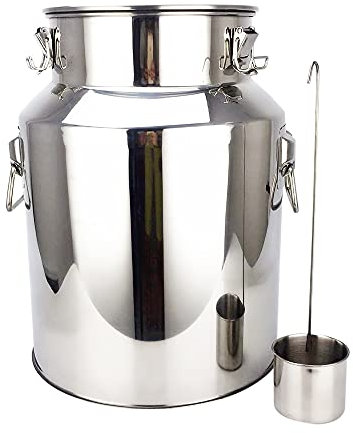 Tyvotrend Cubo de acero inoxidable, hermético, bidón de acero inoxidable, cubos cerrados con tapa y asa, contenedor para vino, cubo de almacenamiento, recipiente para leche, para cocina, 18 l