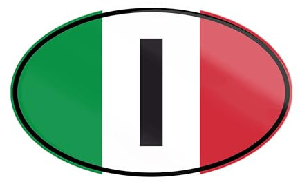Autocollant ovale pays Italie 14,5 cm x 9,5 cm résistant aux UV et aux rayures