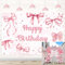 Coquette Happy Birthday Backdrop Banner Pink Bow Birthday Party Photography Background Cute Girls Women Bachelorette Party Baby Shower Decoration Background (6X4FT (180x120cm))