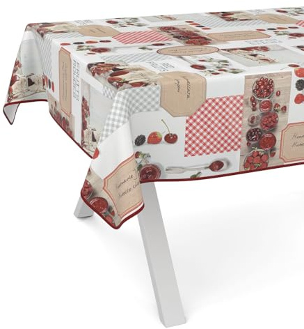 ANRO Wachstuchtischdecke Wachstischdecke Wachstuch Tischdecke abwaschbar Gartentischdecke Rund Oval Eckig 240x140cm mit Saum (Eingefasst) Erdbeeren