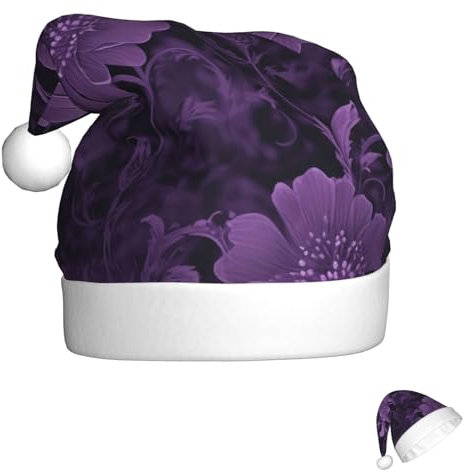 LMNGH Weihnachtsmütze, Uni, Erwachsene, Plüschmütze, lila, für Party, Urlaub