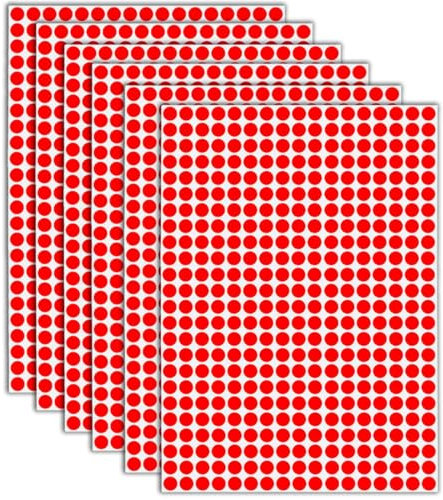 XENQITO 2448 Stück Runde Klebepunkte Selbstklebende Punktaufkleber Etiketten Markierungspunkte Rot Farbkodierung Etiketten Markierungspunkte für Büro, Schule, Kalender, Karten-Aufkleber