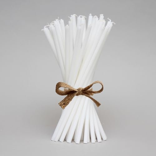 50 Long 12 x 3/8 Baumkerzen Christingle Chime Pyramid Christmas Tree Candles – Smokeless, Dripless, Golden Flame – Household, Dinner Stick, Kosher, Unscented, Christmas Candle, Versatile