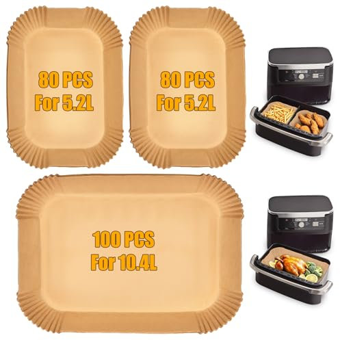 180pcs Airfryer Backpapier für Ninja Flex Drawer Dual Zone AF500EU 10, 4L Heißluftfritteuse, Zubehör für Ninja Foodi AF500EU Airfryer & Cosori Dual Blaze Twinfry Heißluftfritteuse 10L